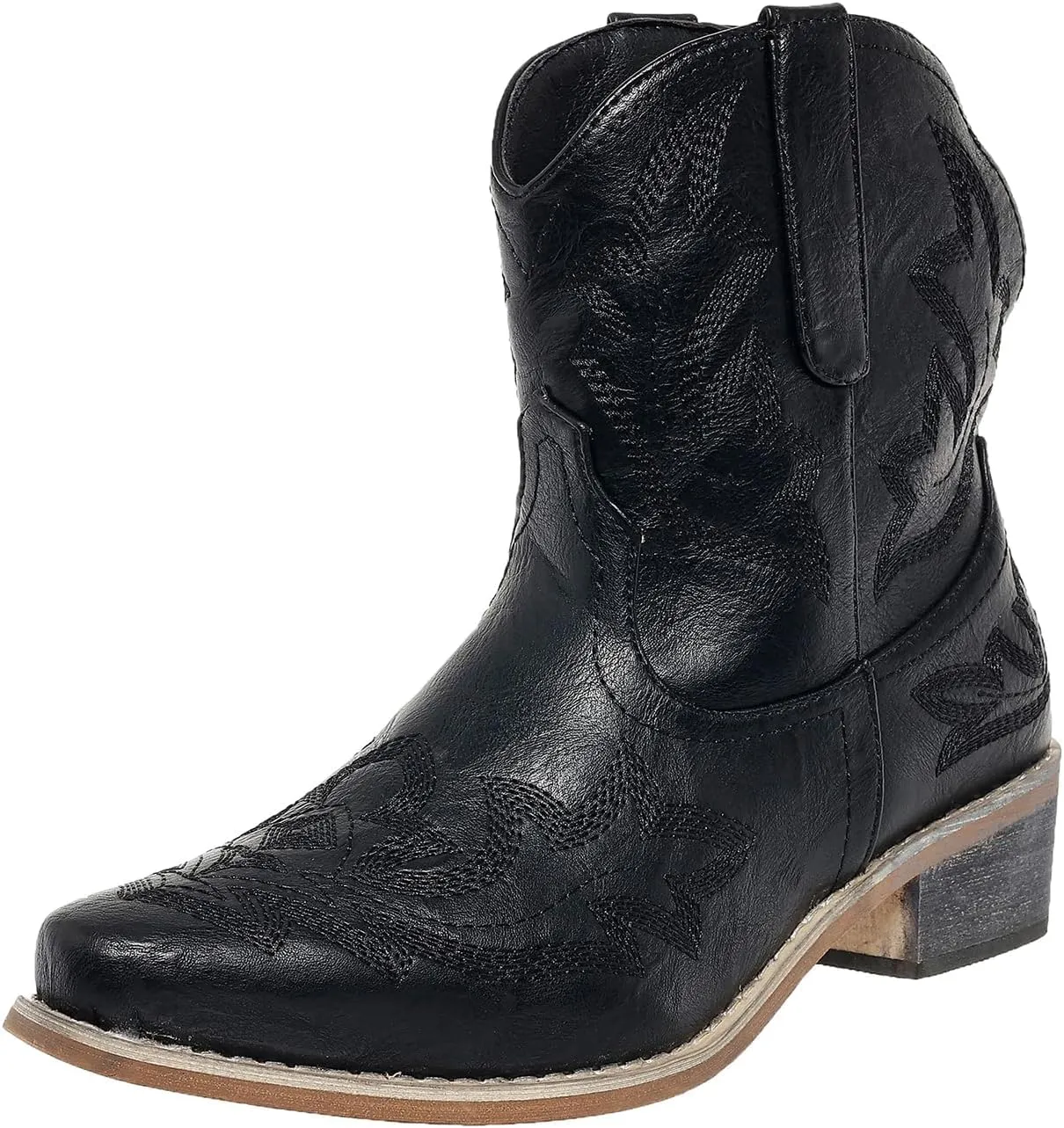 Cowboy Boots for Women Ankle Cowgirl Western Booties Stitched Embroidered Pointed Toe Classic Short Boots