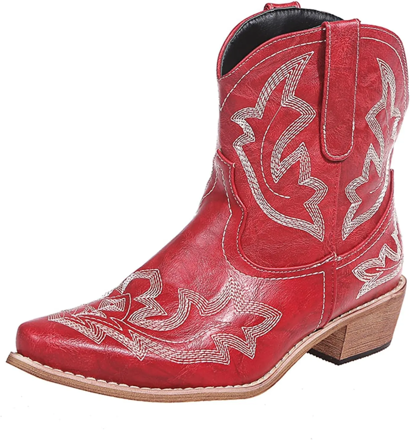 Cowboy Boots for Women Ankle Cowgirl Western Booties Stitched Embroidered Pointed Toe Classic Short Boots