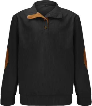 Cowboy Sweatshirts for Mens Button Sweatshirt 1/4 Top Button Long Sleeve Jacket Outdoor Fashion Sweater Tribal