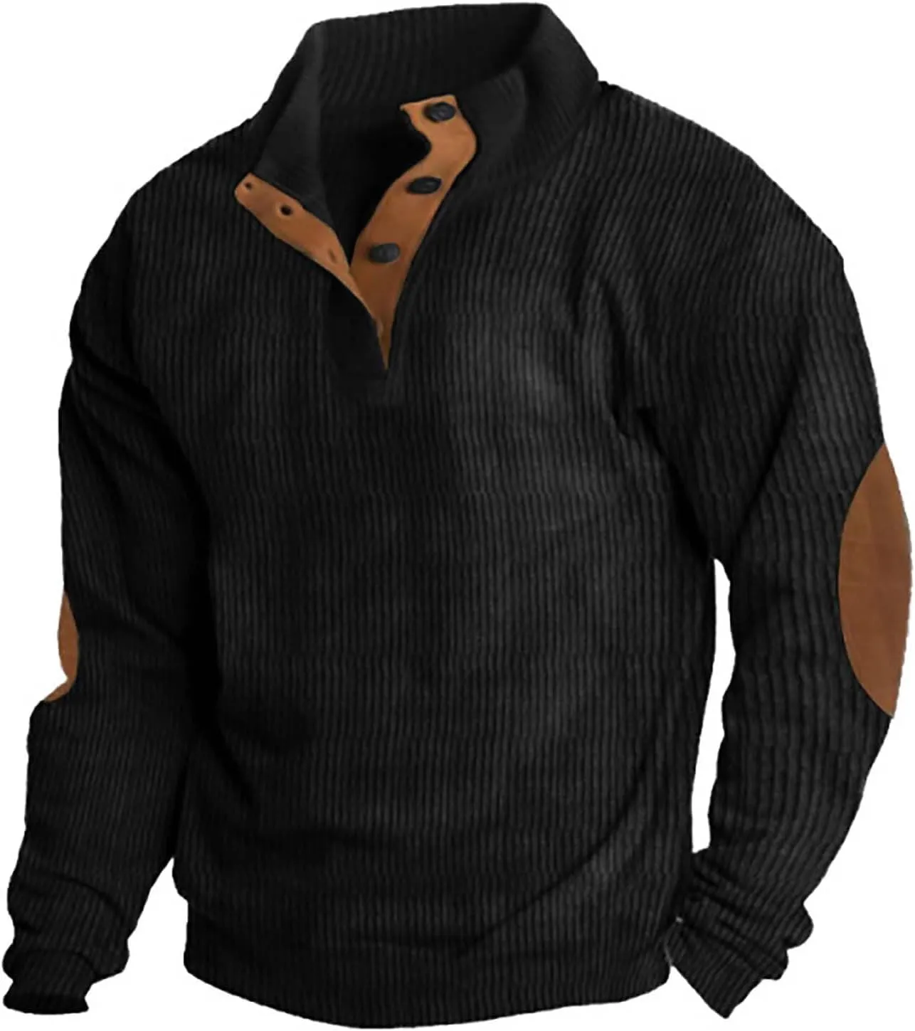 Cowboy Sweatshirts for Mens Button Sweatshirt 1/4 Top Button Long Sleeve Jacket Outdoor Fashion Sweater Tribal