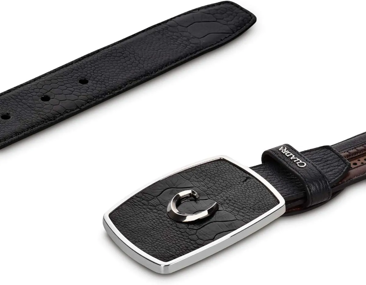 Cuadra Men's Cowboy Belt in Genuine Ostrich Leg Leather Black