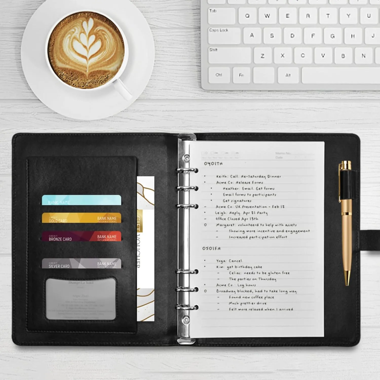 Cute Animals Fly Hot Air Balloon A5 Binder 6 Ring Refillable PU Leather Notebook Journal with Magnetic Buckle Closure Loose Leaf Travel Office Planner Budget Binder Notepad Portfolio,