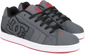 DC Men's Net Skate Shoe, Grey/Black/RED, 9.5