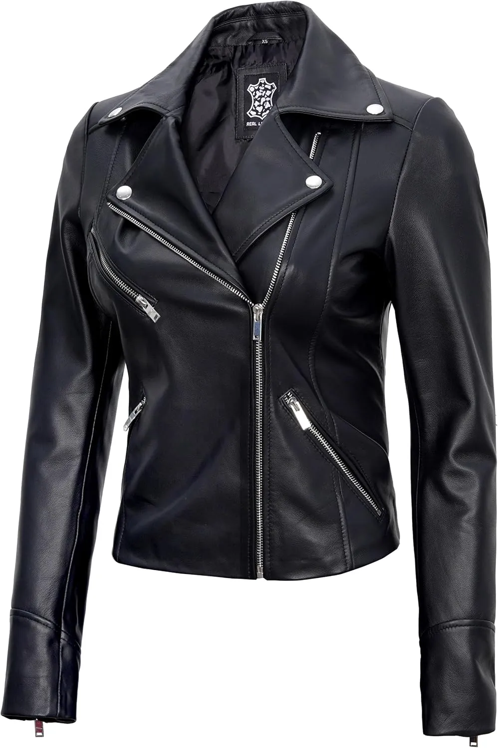 Decrum Asymmetrical Real Leather Jacket Women – Trendy Fashion Lambskin Womens Leather Jacket