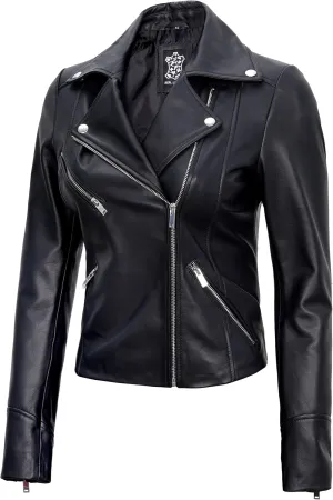 Decrum Asymmetrical Real Leather Jacket Women – Trendy Fashion Lambskin Womens Leather Jacket