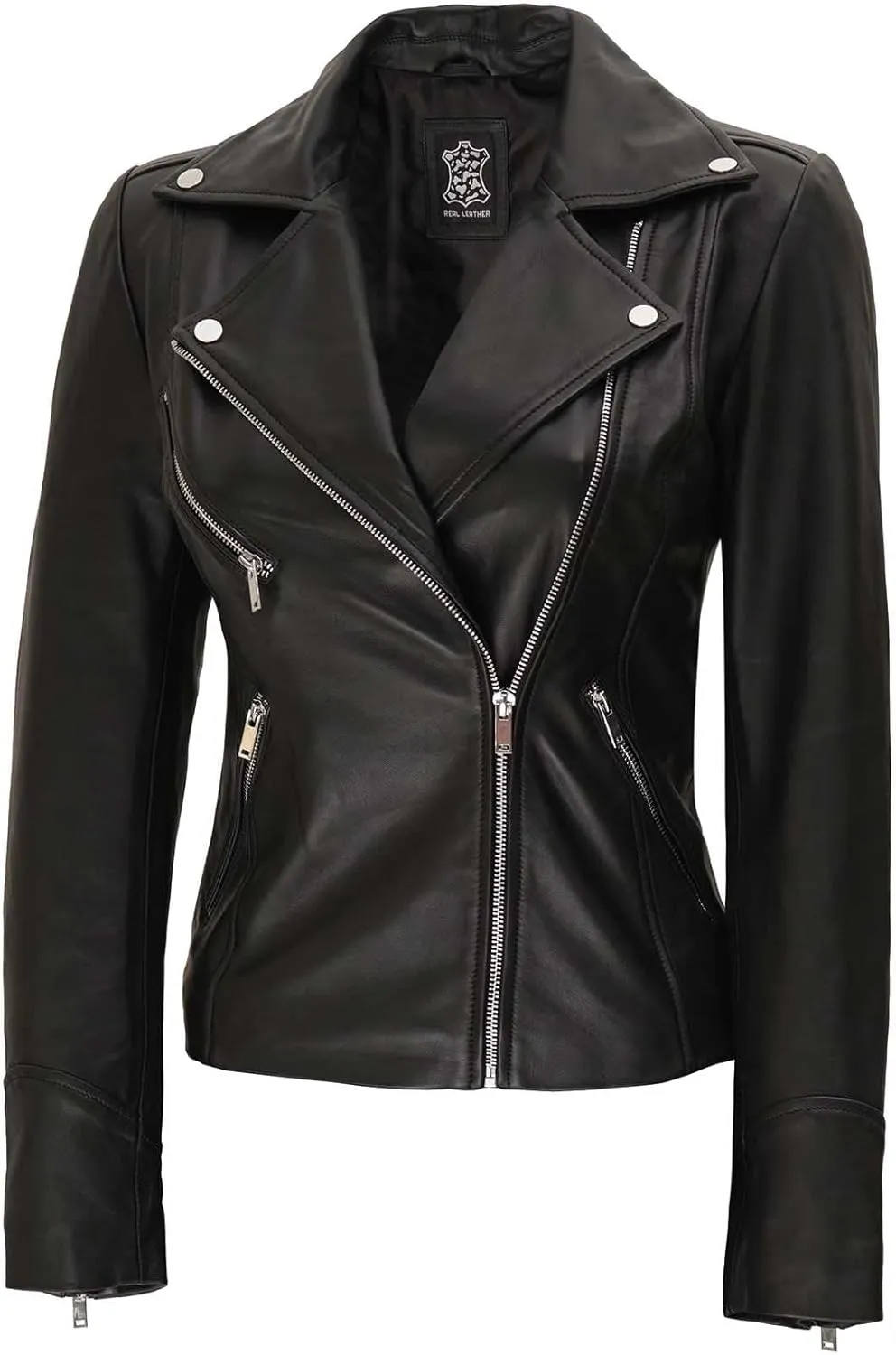 Decrum Asymmetrical Real Leather Jacket Women – Trendy Fashion Lambskin Womens Leather Jacket