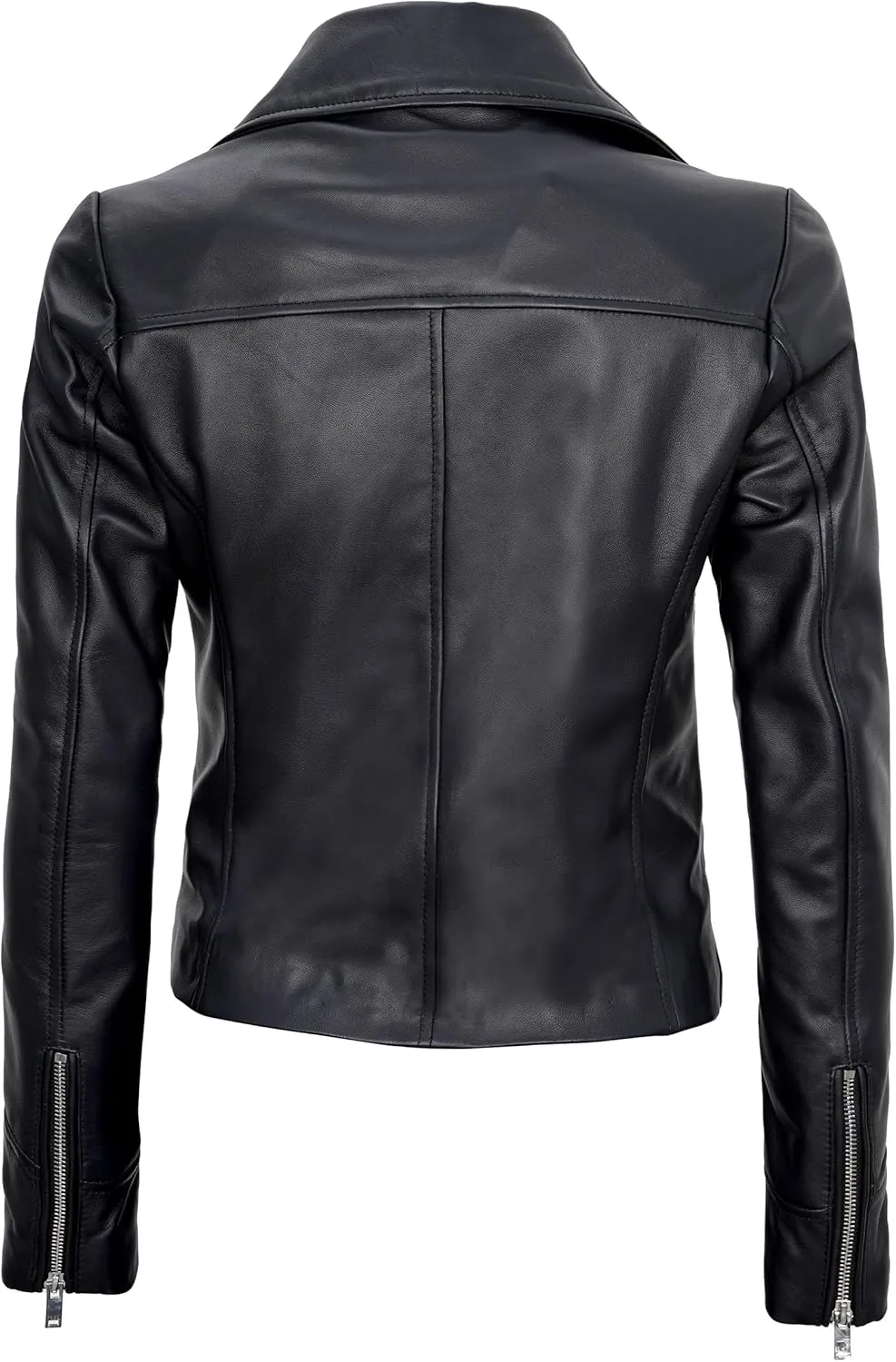 Decrum Asymmetrical Real Leather Jacket Women – Trendy Fashion Lambskin Womens Leather Jacket