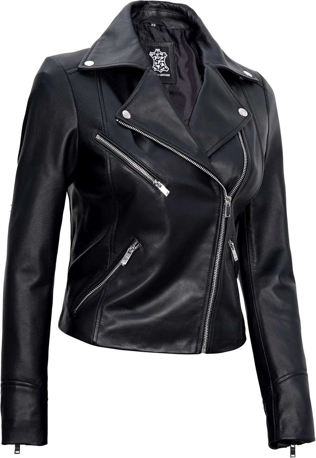Decrum Asymmetrical Real Leather Jacket Women – Trendy Fashion Lambskin Womens Leather Jacket