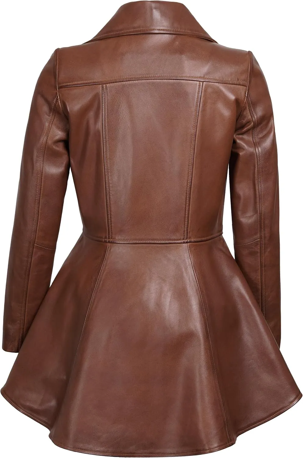 Decrum Leather Peplum Jackets for Women - Real Lambskin Brown Purple Red & Black Leather Jacket Women
