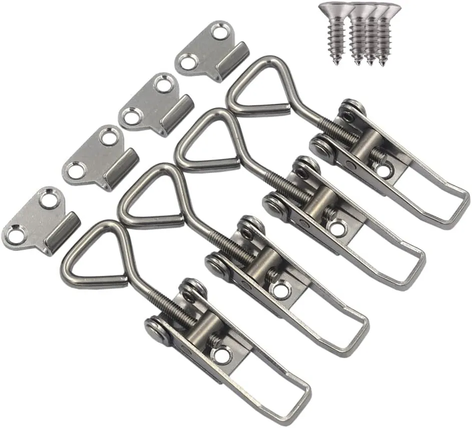 DGOL 4 packs 304 Stainless Steel Toggle Latch Clamps Loading Limit 260 lbs Fast Lock Hasp with 18 pcs 304 Stainless Steel Install Screws
