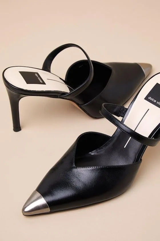 Dolce Vita Kanika Midnight Crinkle Patent Pointed Cap Toe Slip On Stiletto Pumps