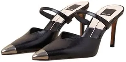 Dolce Vita Kanika Midnight Crinkle Patent Pointed Cap Toe Slip On Stiletto Pumps