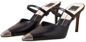 Dolce Vita Kanika Midnight Crinkle Patent Pointed Cap Toe Slip On Stiletto Pumps
