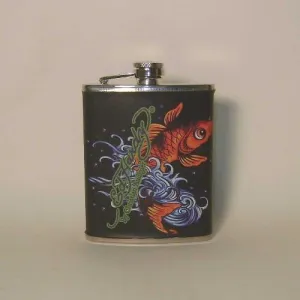 Don Ed Hardy Koi Leather Wrapped Flask