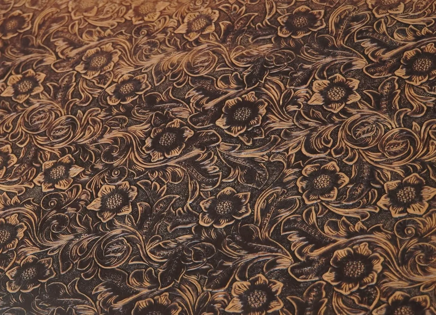 DOQN Bump Texture Genuine Leather Sheets Plain Geometric Pattern Printed Leather Sheet for Crafts (Dark Brown, 12"x24")
