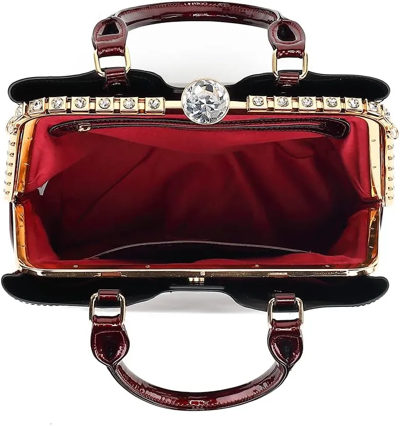 DOUBLE HANDLE FRAME SATCHEL PATENT LEATHER
