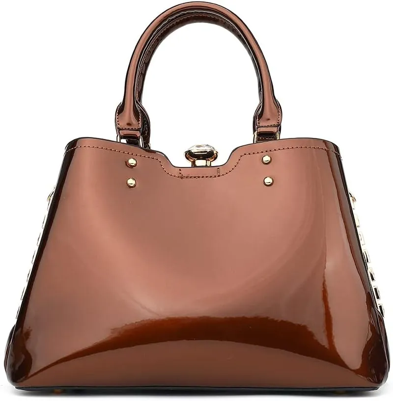 DOUBLE HANDLE FRAME SATCHEL PATENT LEATHER
