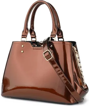 DOUBLE HANDLE FRAME SATCHEL PATENT LEATHER
