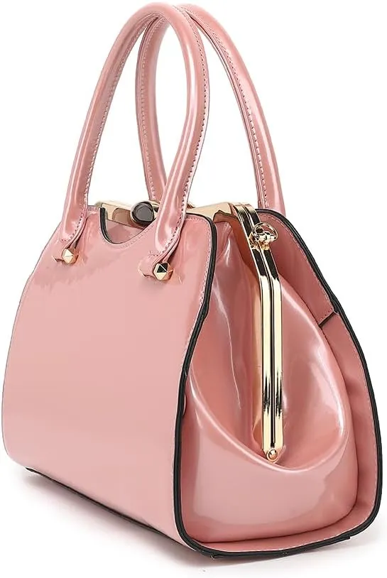 DOUBLE HANDLE FRAME SATCHEL PATENT LEATHER