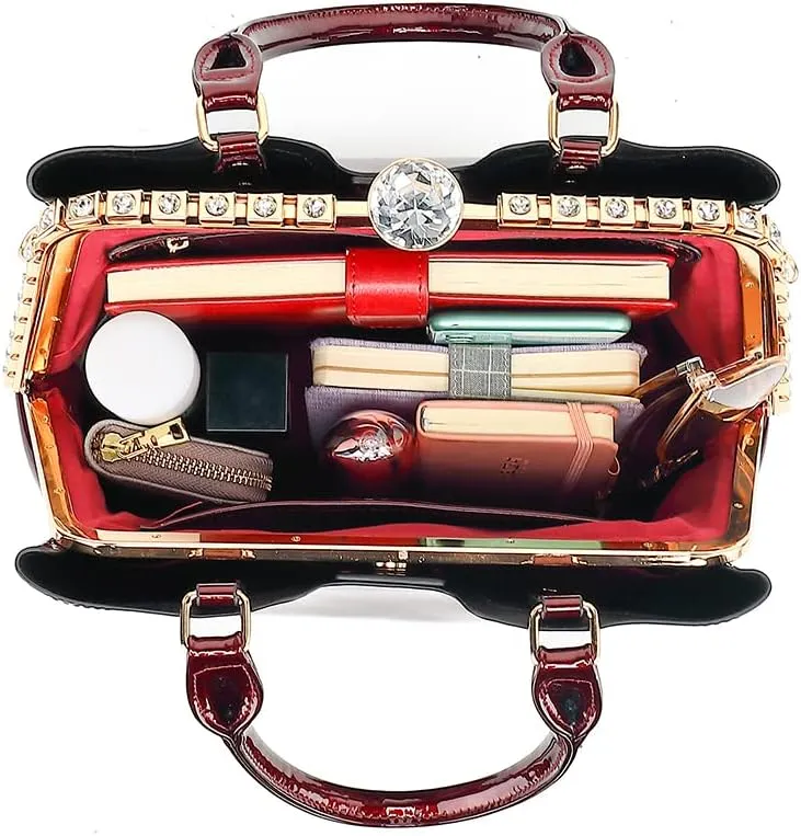DOUBLE HANDLE FRAME SATCHEL PATENT LEATHER