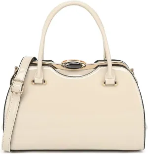 DOUBLE HANDLE FRAME SATCHEL PATENT LEATHER