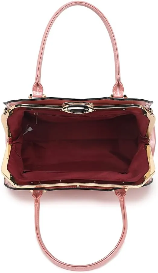 DOUBLE HANDLE FRAME SATCHEL PATENT LEATHER