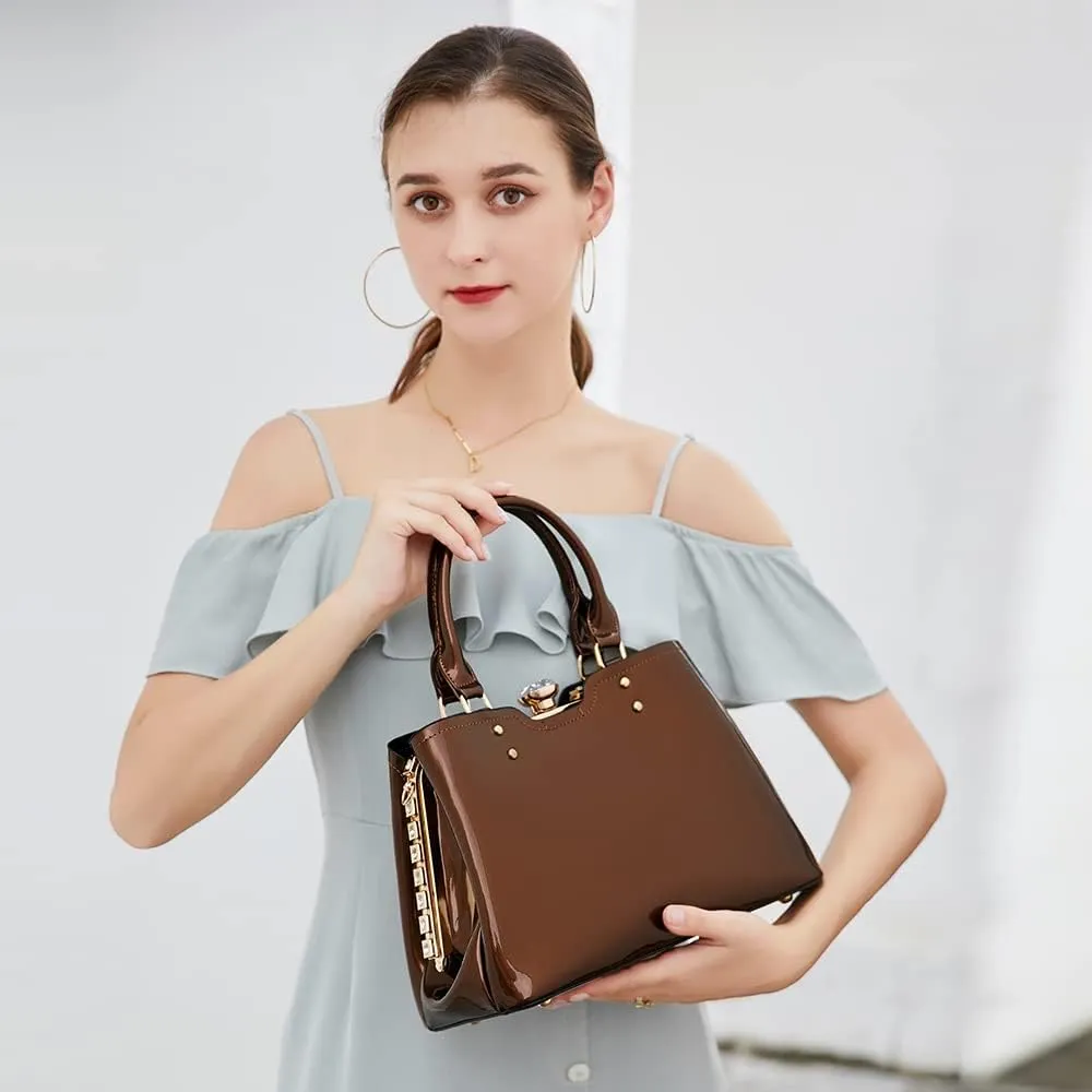 DOUBLE HANDLE FRAME SATCHEL PATENT LEATHER