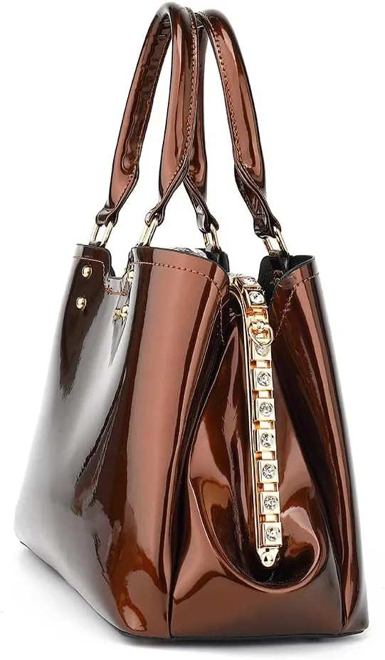 DOUBLE HANDLE FRAME SATCHEL PATENT LEATHER