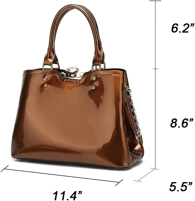 DOUBLE HANDLE FRAME SATCHEL PATENT LEATHER
