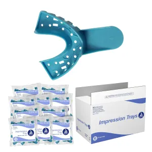 Dynarex Dental Impression Trays - Perforated Dental Tray, Ergonomic Handles - No Natural Rubber Latex - Medium Lower Size No. 4-12 Pieces per Bag, 10 Bags per Case