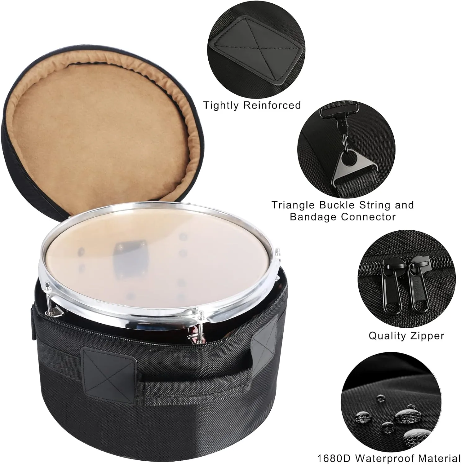 EASTROCK 10" x8" Tom Drum Bag, Tom Drum Cases 15 mm Thick Padding for Your Drum Protection (10 * 8" Tom)