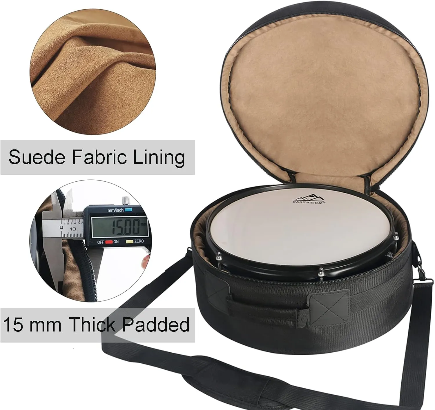 EASTROCK 14" x5.5" Snare Drum Bag, Snare Drum Cases 15 mm Thick Padding for Your Drum Protection (14 * 5.5" Snare)