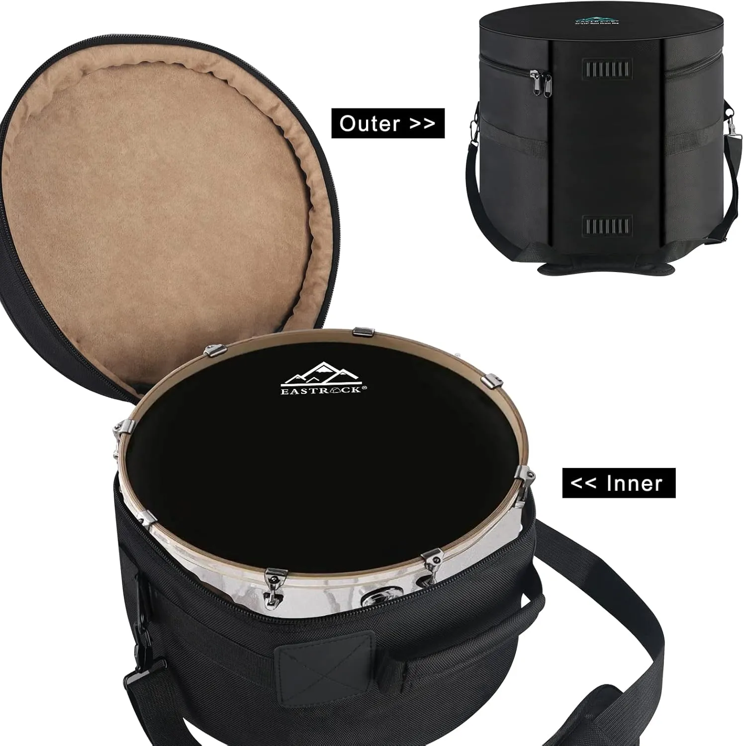 EASTROCK 22" x16" Bass Drum Bag, Bass Drum Cases 15 mm Thick Padding for Your Drum Protection (22 * 16" Bass)