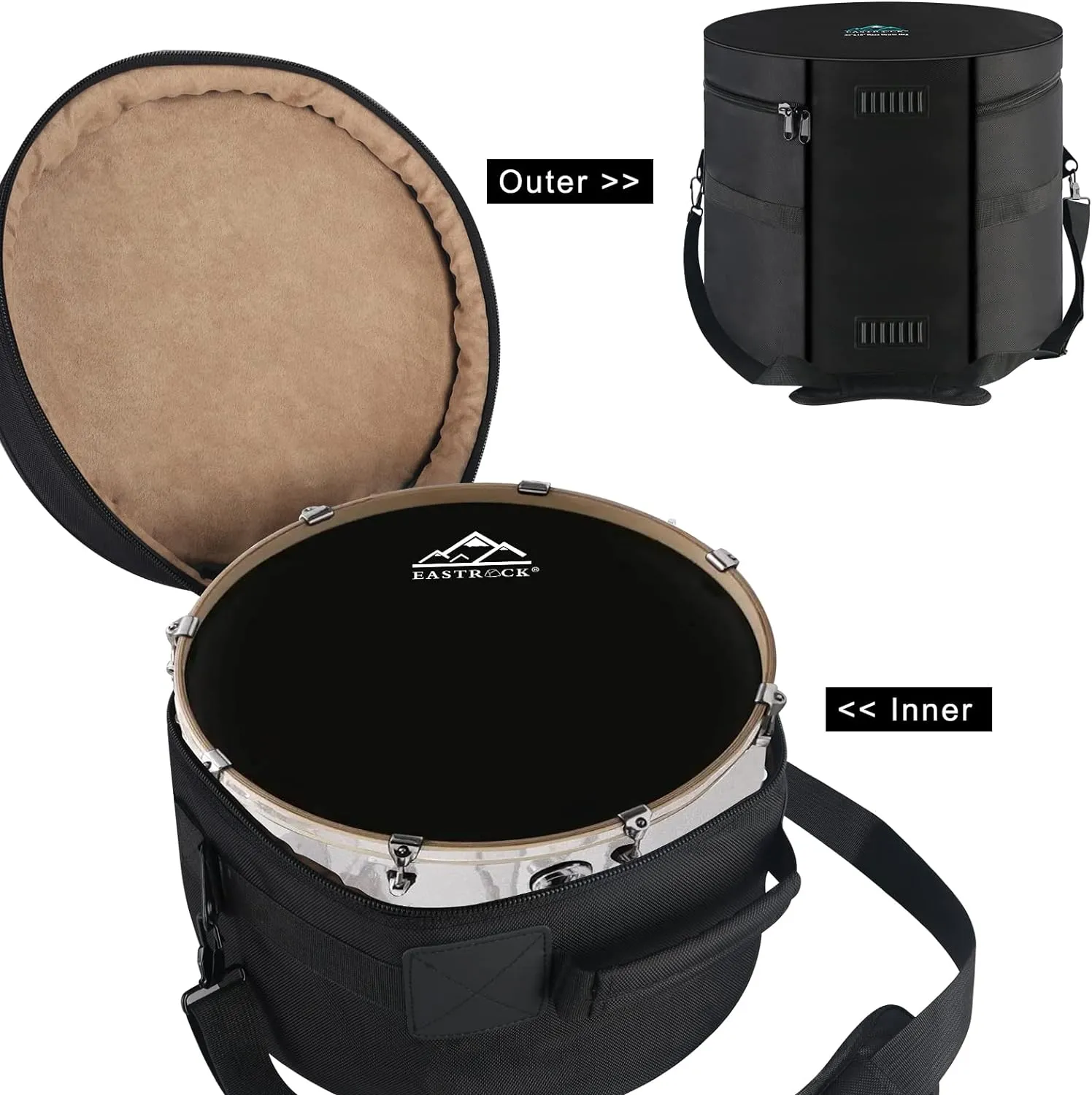 EASTROCK 22" x18" Bass Drum Bag, Bass Drum Cases 15 mm Thick Padding for Your Drum Protection (22 * 18" Bass)