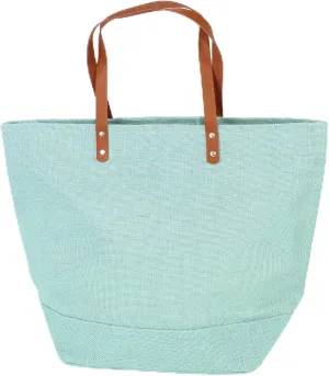 Eco Friendly Sustainable Jute Zip Tote Bag With Leather Handles, Jute Burlap Tote Bag For Beach, Picnic, Casual Fashion
