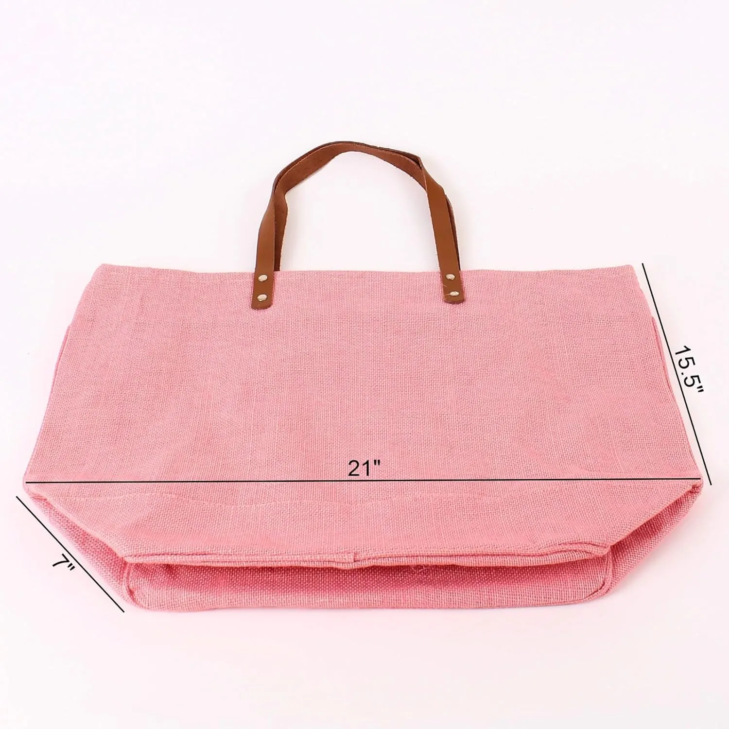 Eco Friendly Sustainable Jute Zip Tote Bag With Leather Handles, Jute Burlap Tote Bag For Beach, Picnic, Casual Fashion