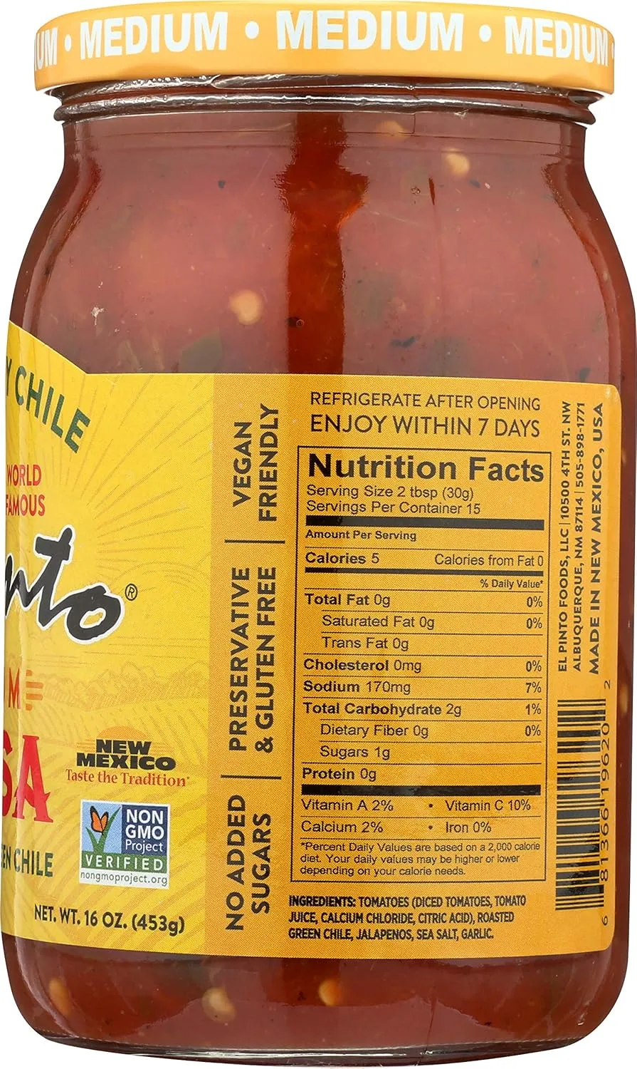 El Pinto Medium Salsa, 16 Ounce (Pack of 6)