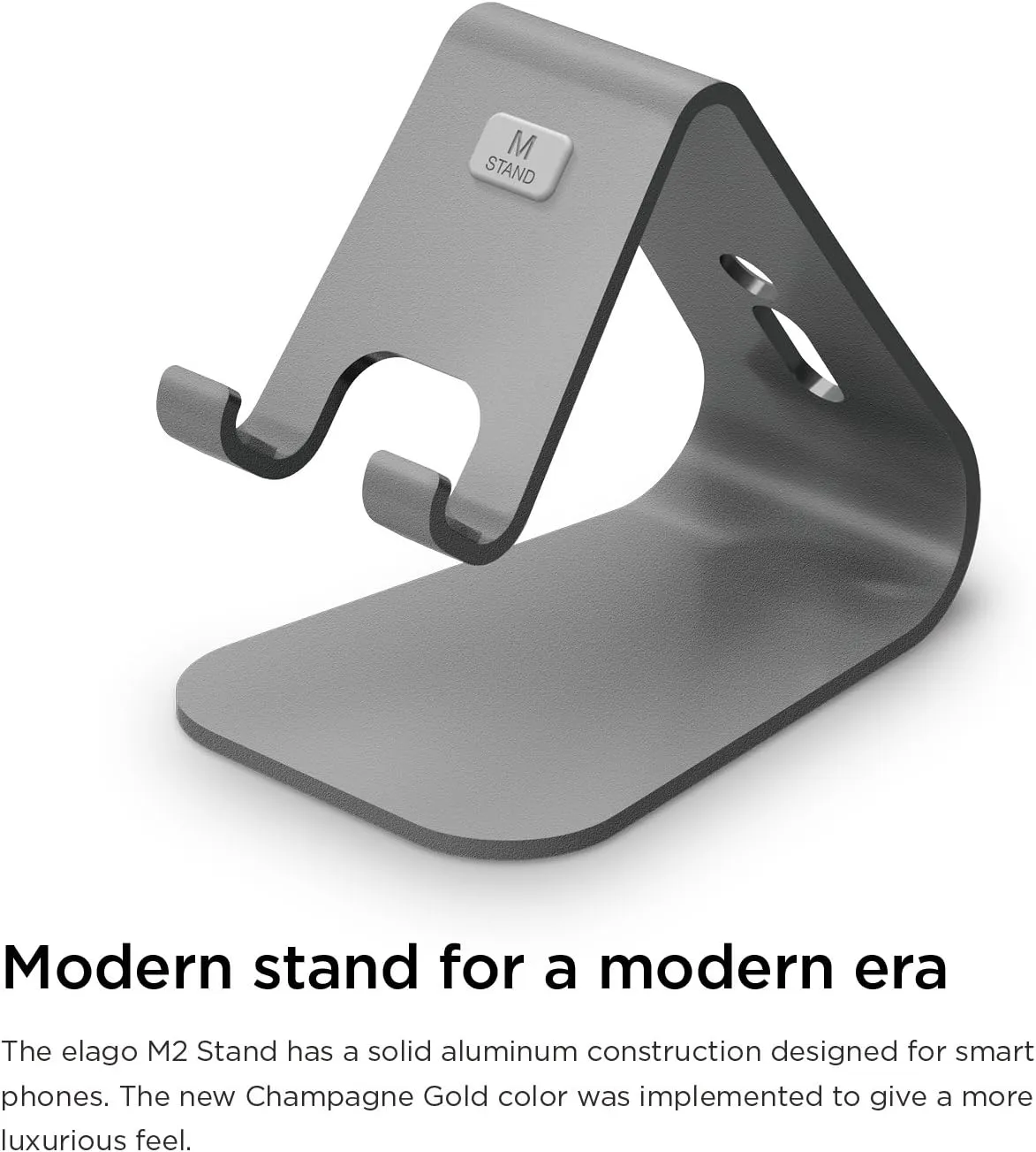 elago® M2 Stand [Dark Grey] - [Premium Aluminum][Angled for Video Calls][Cable Management] - for All iPhones, Galaxy, and Other Smartphones