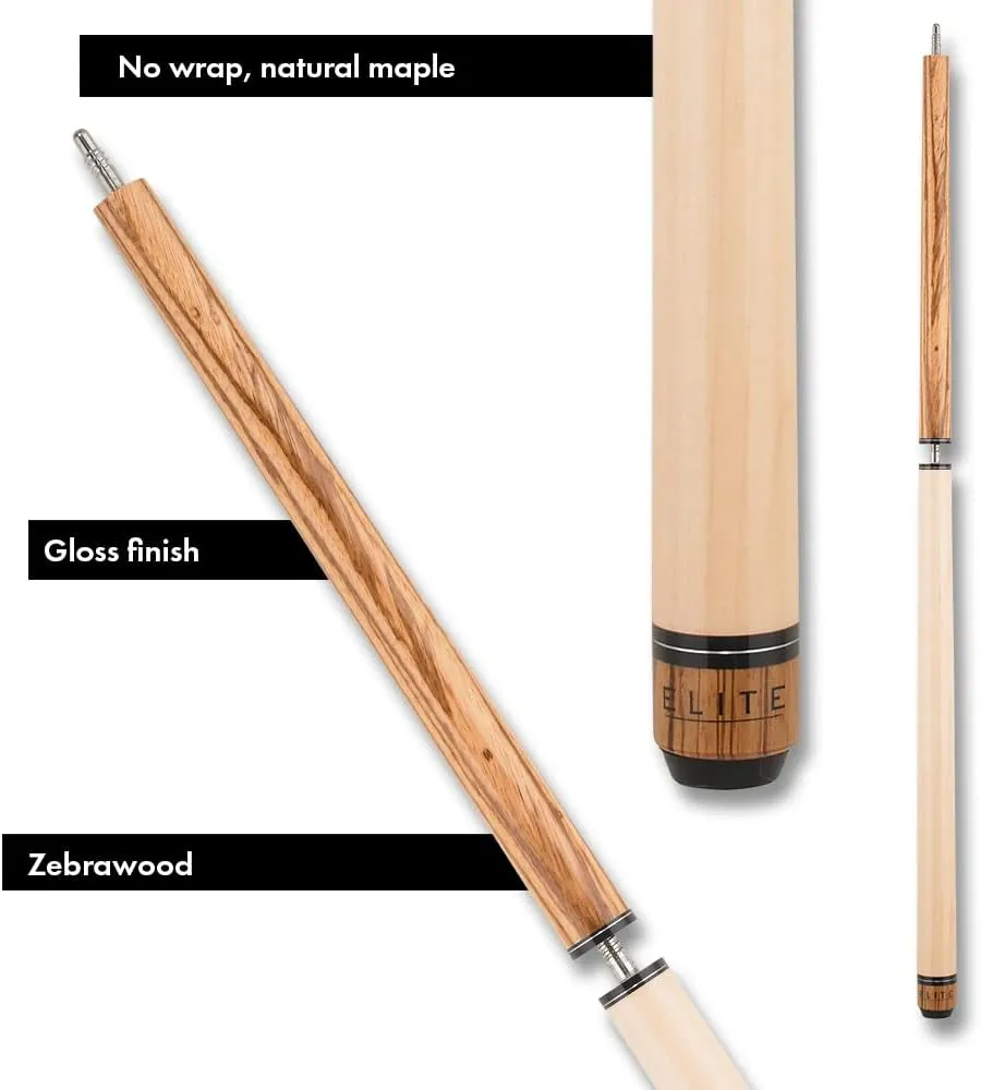 Elite ELBJZ Break/Jump Pool Cue - Natural Maple with Zebrawood Points