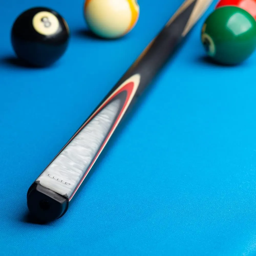 Elite ELSNK13 Snooker Pool Cue - Blonde Ash, Black Stained Maple with Red, Black, and Pearly White