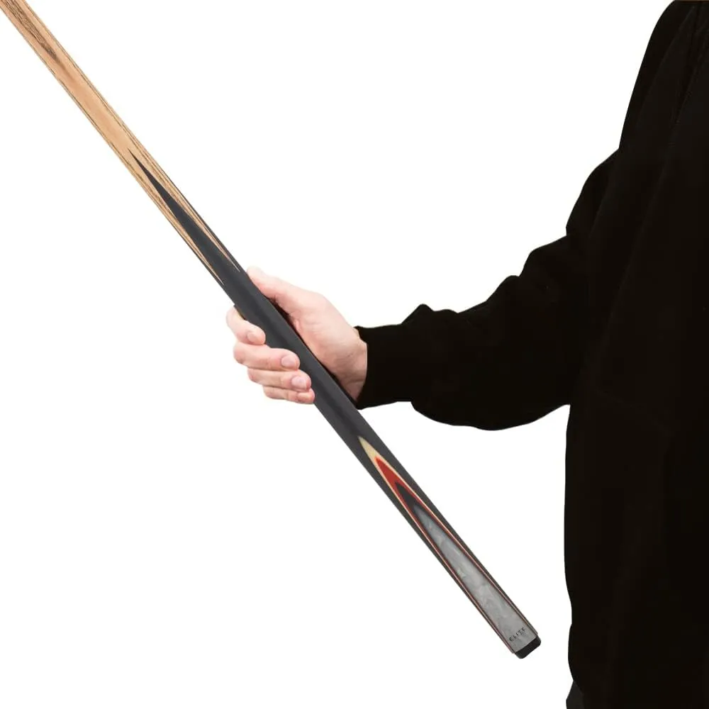 Elite ELSNK13 Snooker Pool Cue - Blonde Ash, Black Stained Maple with Red, Black, and Pearly White