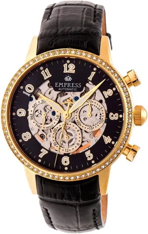 Empress Beatrice Leather Band Watch, Black/Black, EMPEM2004