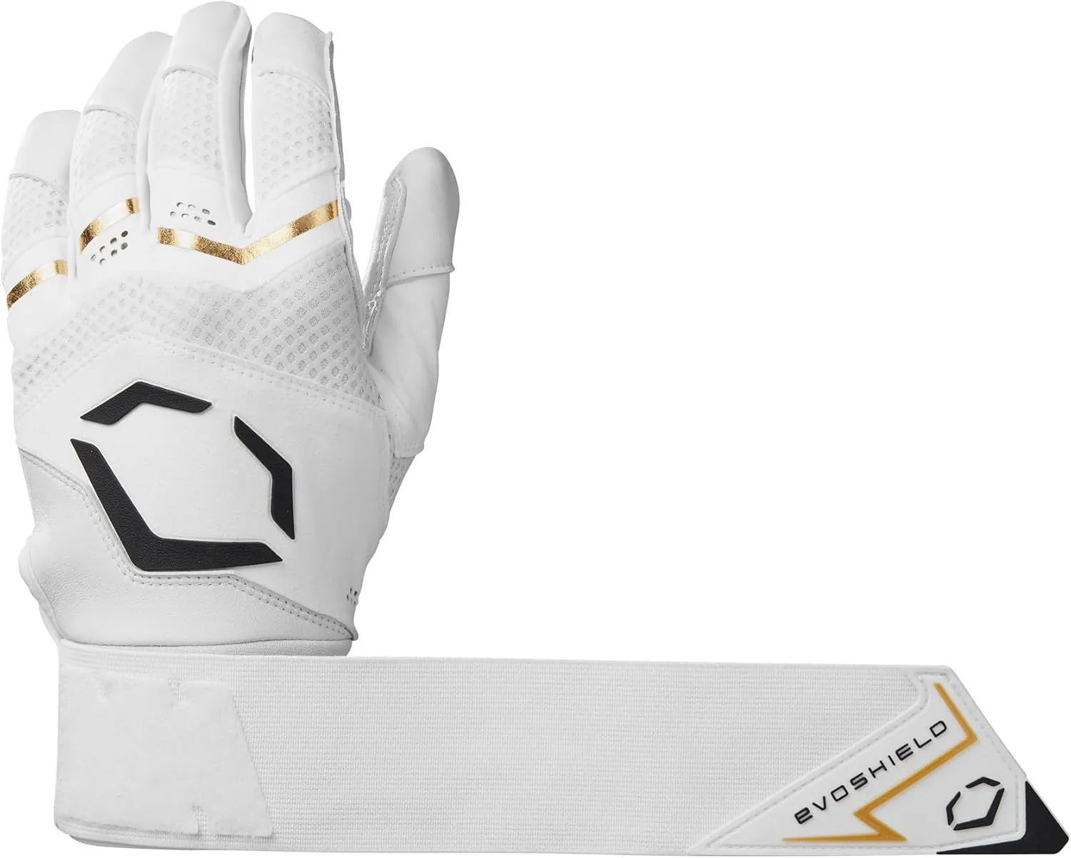 EvoShield Carbyne Youth Batting Gloves with Strap - Black, Youth Large