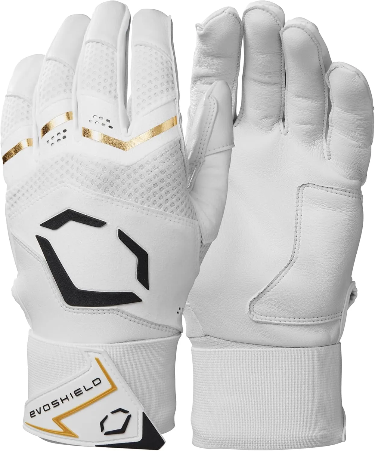 EvoShield Carbyne Youth Batting Gloves with Strap - Black, Youth Large