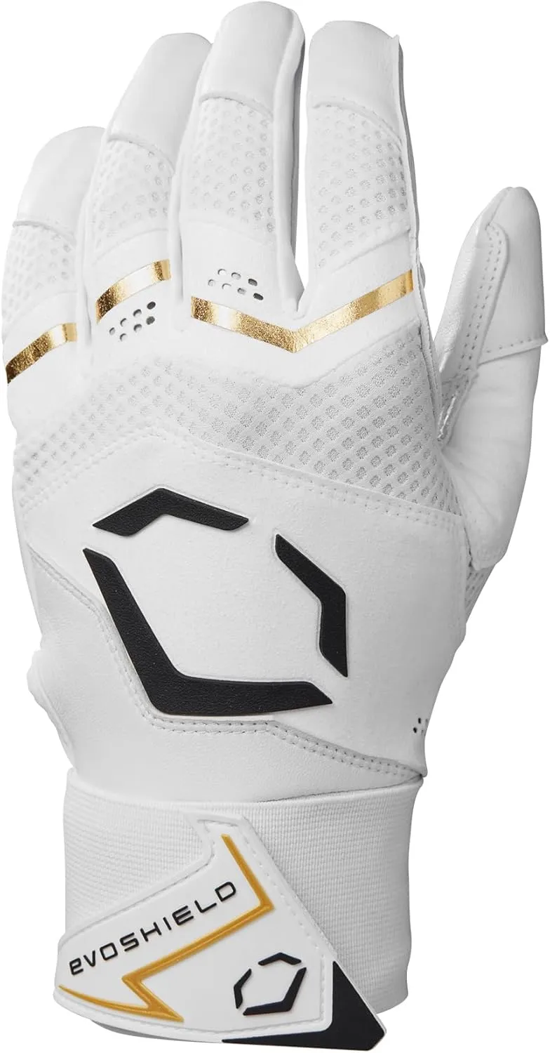 EvoShield Carbyne Youth Batting Gloves with Strap - Black, Youth Large