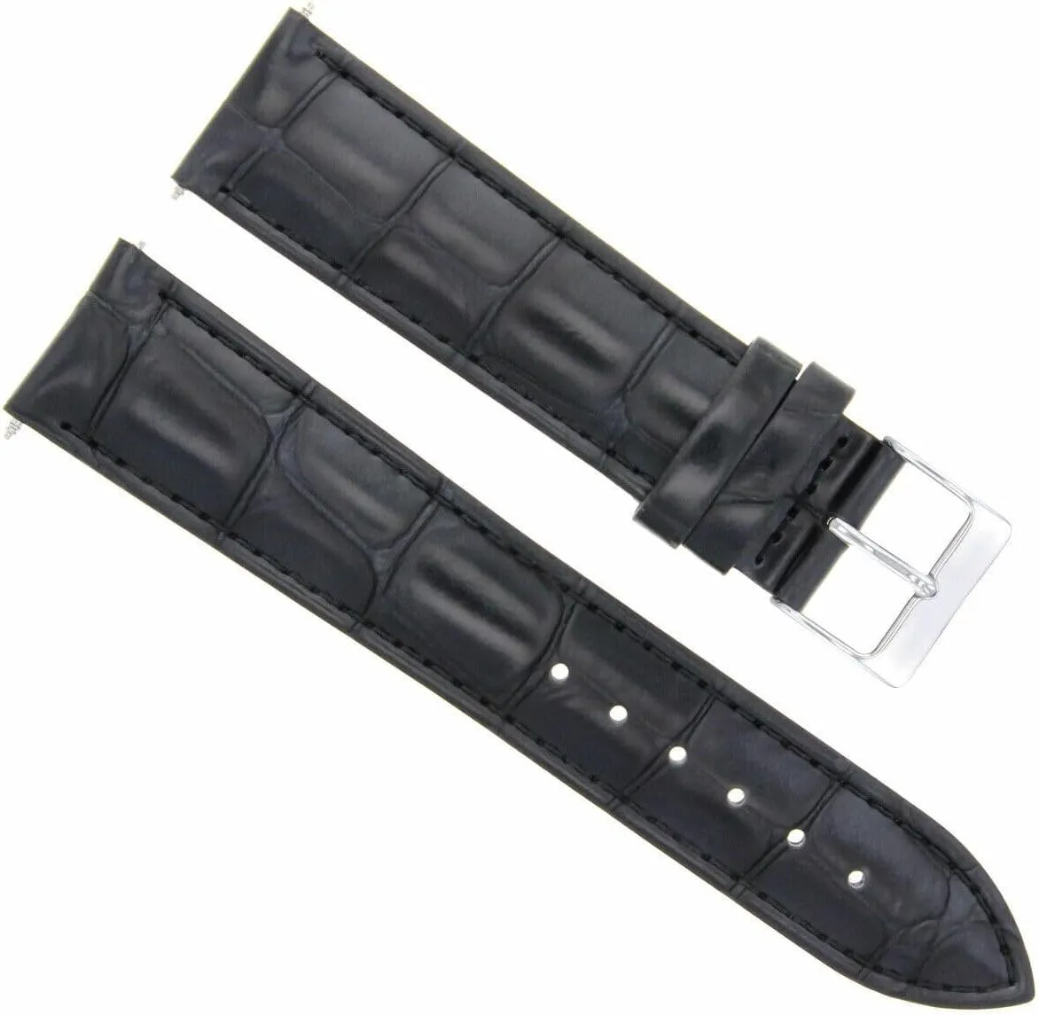 Ewatchparts 18mm Italian Leather Watch Band Strap Compatible With Ulysse Nardin 18/16mm Watch Black