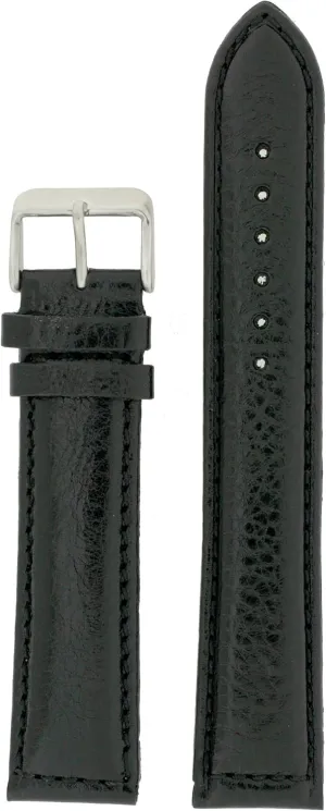 Extra Long Watch Band Leather Black Padded 20 millimeters