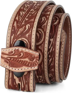 F&L CLASSIC Western Belt without buckle for men – Full Grain Leather Cowboy Belts for jeans - One Piece Leather strap belt