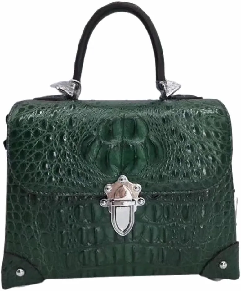 Fashion CHIC Designer Genuine Crocodile Leather Women's Small Plum Purse Real Alligator Skin Ladies Female Studs Handbag