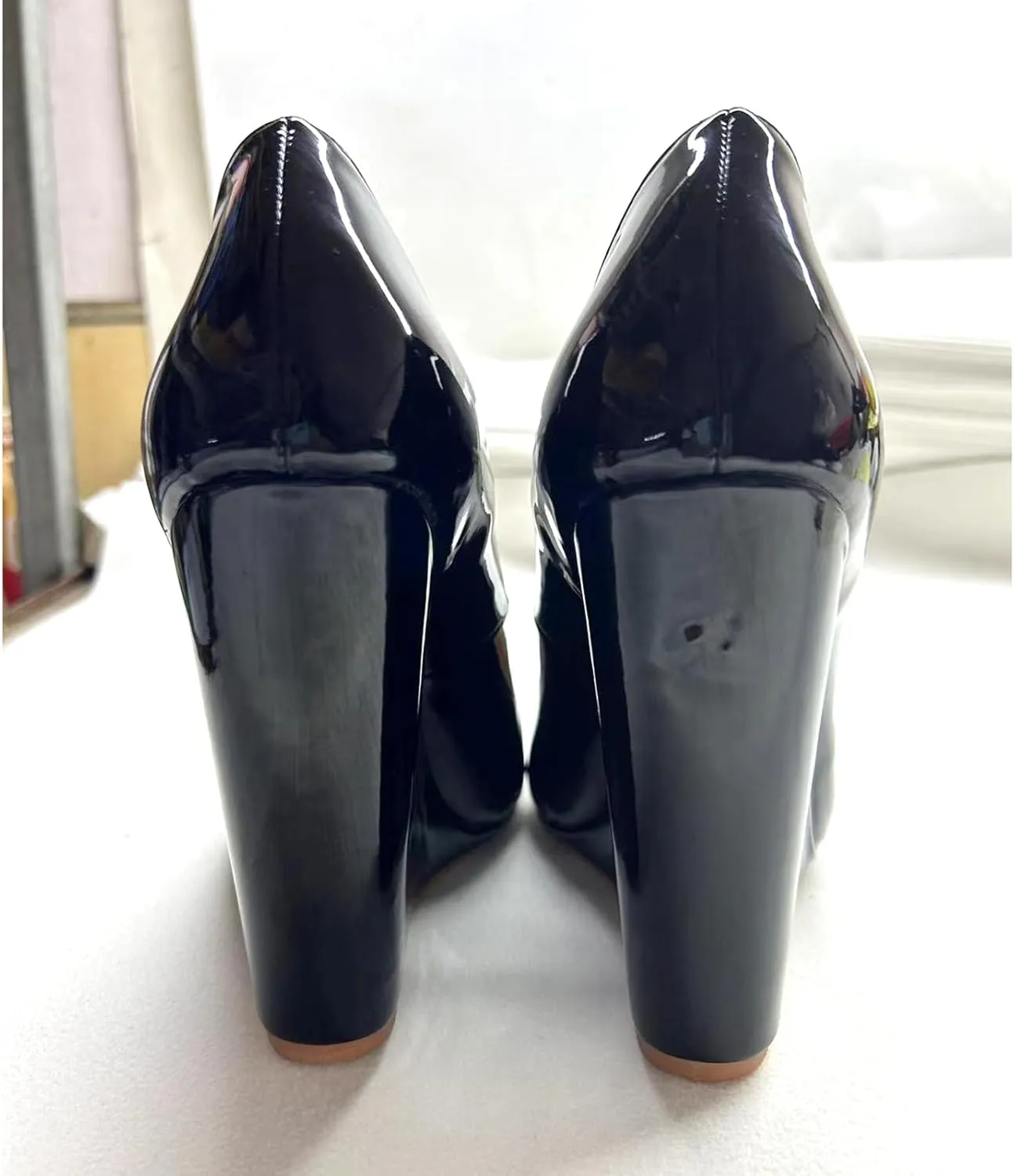 Fashion Women’s Wedges Round Toe High Heels Pumps Comfortable Shoes for Ladies Formal & Casual Wear Black Patent Leather